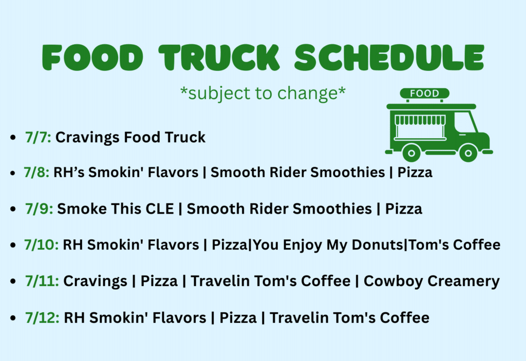 CHJC Show Food Truck Schedule 7.7